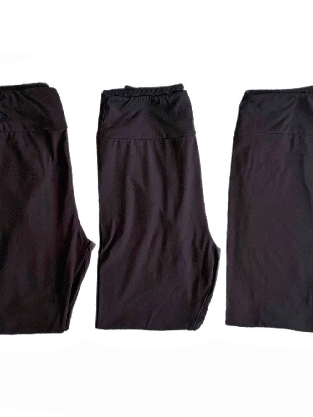 Three pairs of LuLaRoe One Size (2-10) Solid Black Leggings